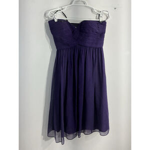Womans Donna Morgan Size 6 Purple Strapless Lined Flowy Silk Cocktail Dress